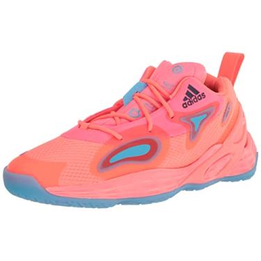 Imagem de adidas Tênis de basquete unissex Exhibit a Adult, Vermelho/Sky Rush/Shadow Navy, 14.5