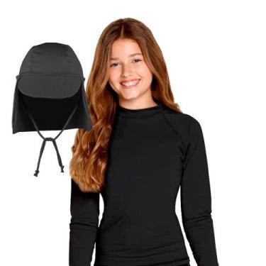 Imagem de Blusa Infantil com Boné Proteção Solar UV 50 Kit Praia Piscina Verao S