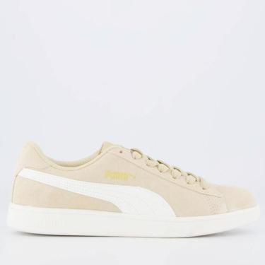 Imagem de Tênis Puma Smash V3 BDP Feminino Bege e Branco, 36