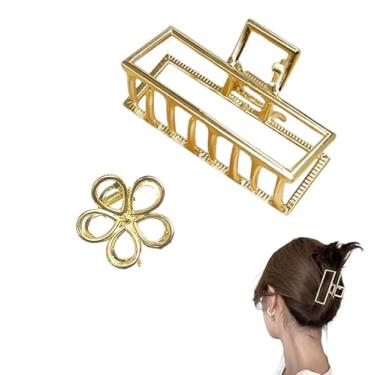 Imagem de Kit 2x Piranha Prendedor De Cabelo Metal Quadrada Piranha Presilha Metal Dourada Menina Vintage Luxo Feminina Elegante Mulheres