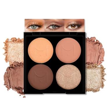 Imagem de Erinde Quads Paleta de maquiagem em pó fosco para sombra, marrom neutro e champanhe rosa, maquiagem impermeável para os olhos, sombras de ojos, com espelho embutido, 02