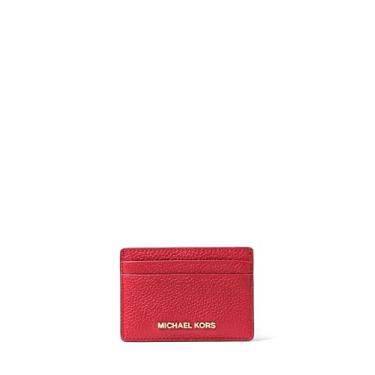Imagem de Michael Kors Porta-cartões Jet Set, ferragens douradas/couro seixo/carmesim