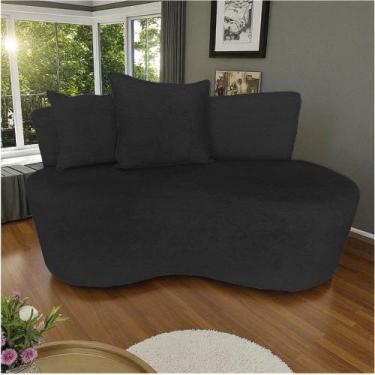 Imagem de Namoradeira Sofá 2 Lugares Yara Orgânica Couro Preto - Mansão Decor