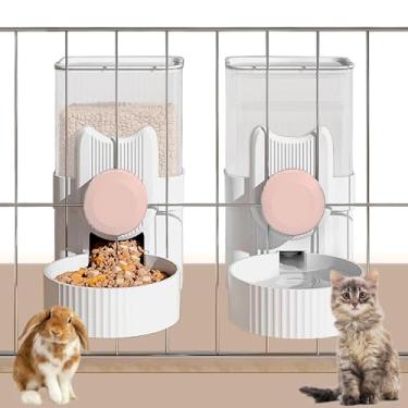 Imagem de kathson Dispensador automático de comida e água para animais de estimação, alimentador automático de coelho por gravidade para gaiola, conjunto de comedouro e bebedouro de porquinho-da-índia, tigela