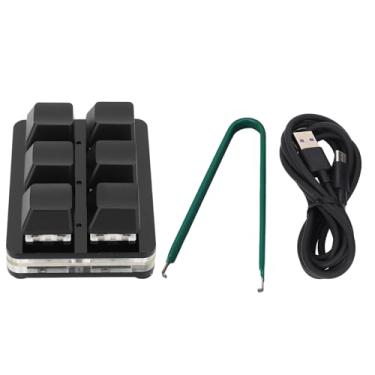 Imagem de Yosoo Teclado Macro Mecânico, 6 Chaves Teclado Mecânico Programável DIY, Luzes RGB, Conexão Com Fio Tipo C, Plug and Play para Jogo, Escritório (Preto)