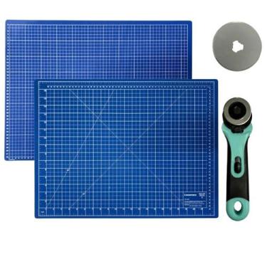 Imagem de Kit Base Placa de Cortar Tecido Papel Apoio de Mesa A2 45 x 60 + Corta