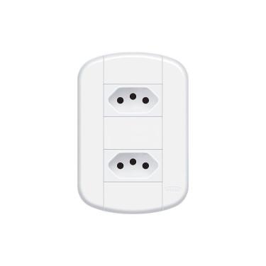 Imagem de Tomada Dupla Fame Blanc+ 2P+T 20A com Placa 4x2 Branca