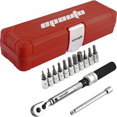 Imagem de EPAuto Bike Tool Conjunto de chaves de torque de 1/10.2 cm (2 a 20 Nm), barra de extensão de soquete hexagonal/Torx Bit Kit de manutenção de bicicleta