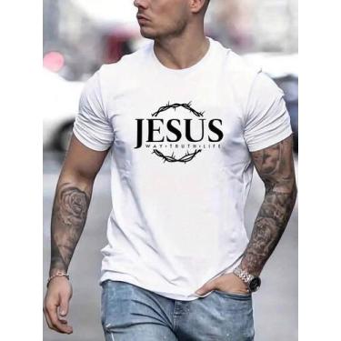 Imagem de Camiseta Jesus Coroa De Espinhos Conforto Algodão Casual - crushed, Br
