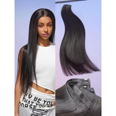 Imagem de Extensões de cabelo LUVME Invisible Clip em cabelo humano real de 40 c
