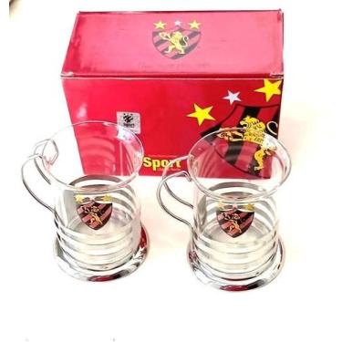 Imagem de Jogo de 2 canecas De Vidro 200ml Sport Produto Oficial Licenciado - mi