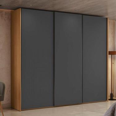 Imagem de Guarda-Roupa Casal Castelar 3 Portas 4 Gavetas Canela/Grafite - Kappes