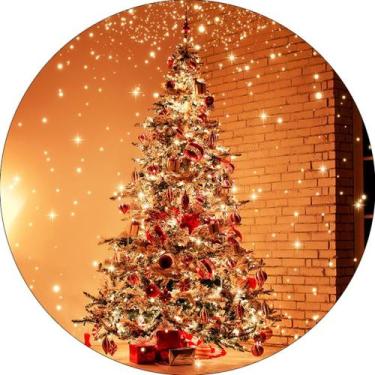 Imagem de Painel Redondo Natalino Capa Estampada De Árvore De Natal Decoração Pa