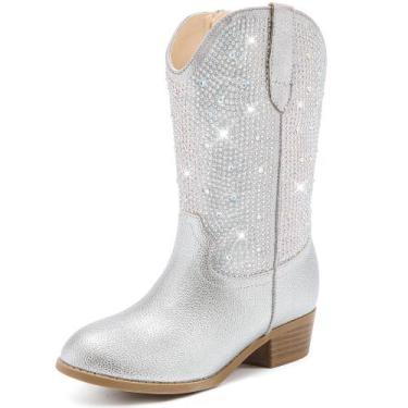 Imagem de Botas de cowgirl Motasha Rhinestone Sparkle Girls rosa prata
