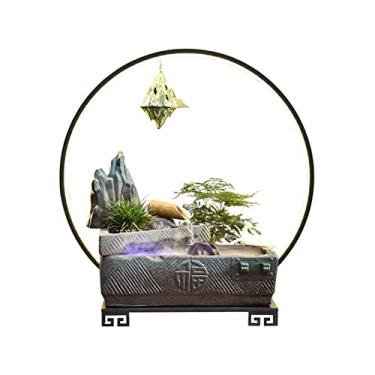 Imagem de XFNVXC Fonte decorativa interna de mesa fonte de água relaxante cachoeira característica - Cachoeira com fluxo de água para casa ou espaço de escritório, fonte de jardim ornamental de 50 cm para casa