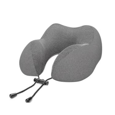 Imagem de Travesseiro de Pescoço em Formato de U com Espuma de MemóRia para Viagens Avião Carro Para Pescoço Cabeça e Pescoço de Adultos(Cinza)