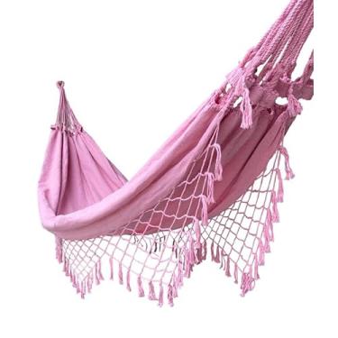 Imagem de Conforto em Rede de Dormir para Casal - Rede de Algodão Natural para Lazer e Descanso(Rosa)