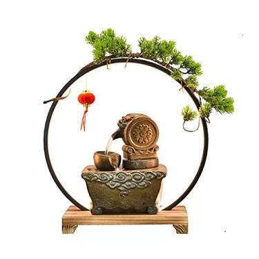 Imagem de Fontes de mesa fonte decorativa interna cerâmica chinesa corajosa escultura de água circulante paisagem com luz LED escritório sala de estar decoração interior fontes de água