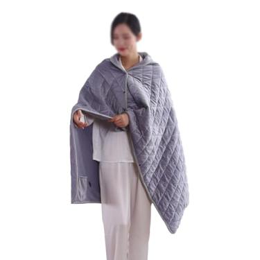 Imagem de Cobertor aquecido sem fio de 101,6 cm x 139,7 cm, cobertor aquecido portátil operado a pilhas, xale aquecido confortável e macio, 3 configurações de calor, desligamento automático, lavável na máquina