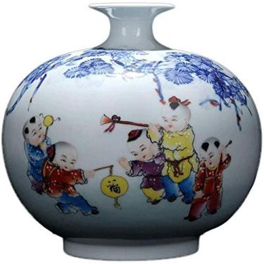 Imagem de AKALNNB Vasos para decoração vasos de cerâmica vintage azul e branco porcelana arte decoração de casa flor falsa 2526 cm acessórios para casa