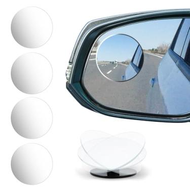 Imagem de Ongfuwu 4 peças de espelho de ponto cego para carros, espelhos de ponto cego de carro de vidro HD redondo sem moldura, espelho retrovisor automotivo convexo ajustável, espelhos de ponto cego adesivos