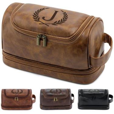 Imagem de Bolsa de higiene Aganmi J Initial Impermeável em Couro PU 29x12x16cm