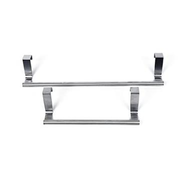 Imagem de Toalheiros, toalheiro de armazenamento de banheiro toalheiro de aço inoxidável banheiro armazenamento toalheiro suporte barra armário porta organizador suporte acessórios de cozinha domésticos