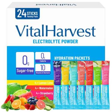 Imagem de Pacote de 24 palitos de eletrólito em pó VitalHarvest sem açúcar