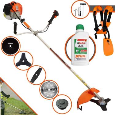 Imagem de Roçadeira À Gasolina Vulcan VR620-H Multifunções 12.500rpm 62cc 3HP Completa Com 5 Opções de Cortes, Carretel Nylon e Kit 4 Facas + ÓLEO STIHL 8017