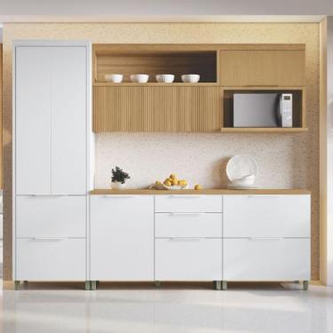 Imagem de Cozinha Modulada 5 Peças com Tampo MDF Marquesa Nesher, Branco Nature