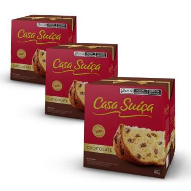 Imagem de 3 Panetones Casa Suíça Chocolate, Chocotone 400g - Casa Suiça