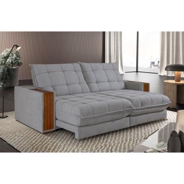 Imagem de Sofá Retrátil Berlim 2,50m 4 Lugares Molas Ensacadas Txr Prata