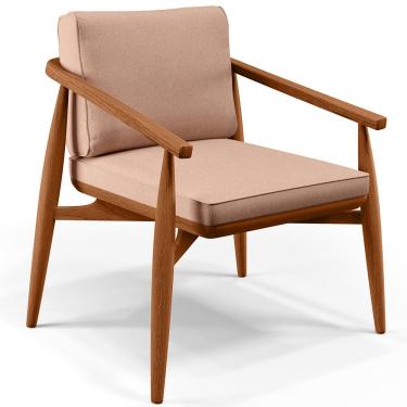 Imagem de Poltrona Decorativa Sala de Estar com Cintas de Corano Lavínia B04 Linho Rosê - Lyam Decor