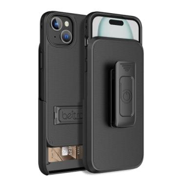 Imagem de BELTRON Combo de capa coldre para iPhone 15 Plus, capa protetora fina e clipe giratório para cinto combo 3 em 1 com suporte/suporte de cartão compatível com Apple iPhone 15 Plus de 6,7 polegadas,