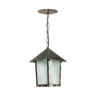 Imagem de Arandela Pendente Quadrada Cobre Vidro Pontilhado Colonial Blumenau