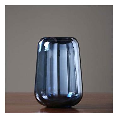 Imagem de Vaso de vidro vaso de flores casa sala de estar quarto estudo escritório mesa decoração vaso vaso de vidro azul 7,0/9,4/12,2 polegadas jardim decoração de casa vasos de flores (tamanho: B)