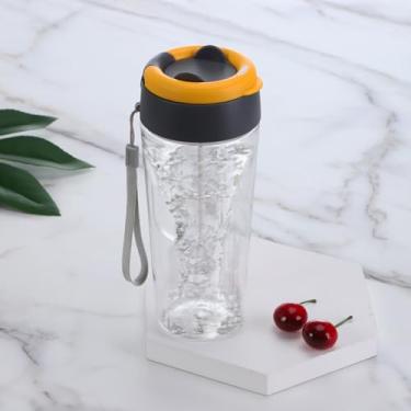 Imagem de LMFUEN Coqueteleira elétrica de proteína, copo misturador para shakes e bebidas de proteína, copo de agitação automática alimentado por bateria, sem BPA, 600 ml (amarelo)