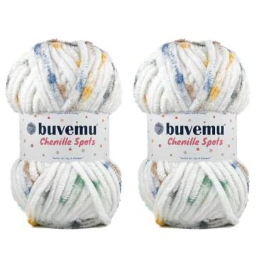 Imagem de Buvemu Manchas de chenille multicolorido, super volumoso, fácil e rápido, tricô para brinquedos de pelúcia Amigurmi, cobertor, 100% micropoliéster, 100 gramas (100 g) 74 jardas (68 metros) (2, pontos