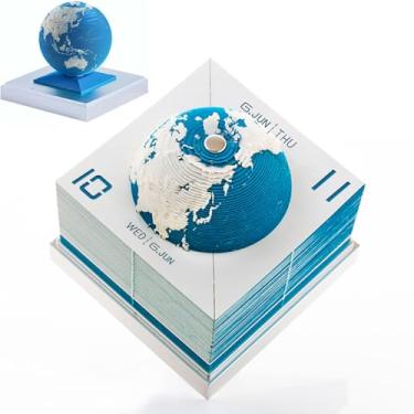 Imagem de Calendário 3D 2026 Stereo Earth Desk Time Piece Calendário Bloco de notas agendador de 365 dias Bloco de notas rasgar papel escultura modelo terra escultura para planejar e organizar sua casa, escola