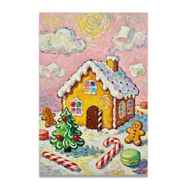 Imagem de LKXGRRSFG Candy CookiesImpressionist Christmas Canvas Print, Winter Snowy Landscape, Festive Wall Art 20 x 30 cm sem moldura