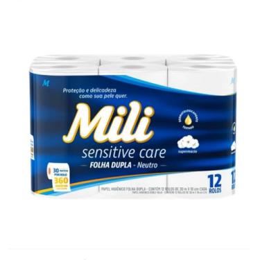 Imagem de Mili Sensitive Care Papel Higiênico Folha Dupla Neutro, 12 Rolos de 30 Metros, Proteção e Delicadeza