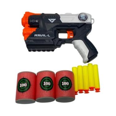 Imagem de Pistola de Brinquedo com Lançador de Dardos, Kit com 9 Peças, Pistolas de Brinquedo para Dardos de Espuma Cores Sortidas