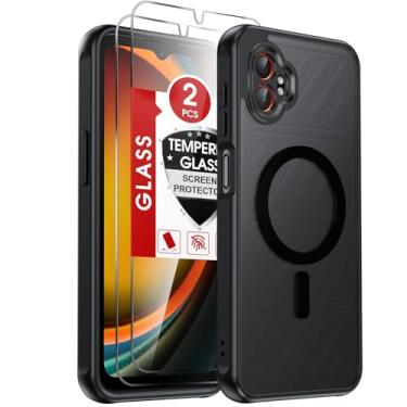 Imagem de LeYi Capa para Galaxy XCover-7-Pro: Capa para Samsung Galaxy XCover7 Pro [Mag-Safe Fit] com 2 peças de protetor de tela de vidro, fosco translúcido e proteção total para Samsung XCover 7 Pro, preta