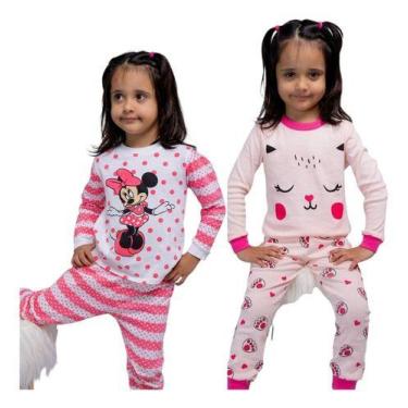 Imagem de Kit 2 Pijama Infantil Comprido Menina Algodão Manga Longa - Petvipi, 4