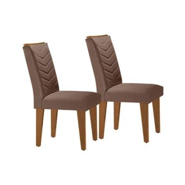 Imagem de Kit 2 Cadeiras Sala Jantar Londrina 2 Un Madeira Capuccino Suede Capuccino Rufato