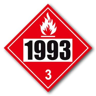 Imagem de Placa 1993, líquido inflamável classe 3, pacote com 27 - 27,3 cm x 27,3 cm, economia de vinil autoadesivo removível, compatível com DOT Hazmat para aplicações de curto prazo