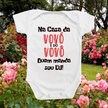 Imagem de Body de Bebê Roupinha Quem Manda Casa da Vovó Vovô Avó Avô Presente Ne