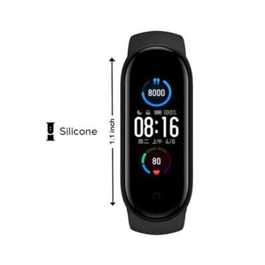 Imagem de Pulseira de Silicone preta Para Relógio Esportivo Mi Band 2, compatível