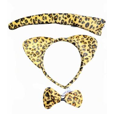 Imagem de Kit Tiara Animal Oncinha Pelúcia Gravata Rabinho Cosplay - TOP, Onça P