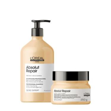 Imagem de Kit L'Oréal Professionnel Absolut Repair Gold Shampoo 750 Máscara (2 p